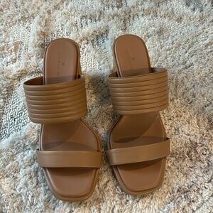 Caslon nude heels with rattan heel